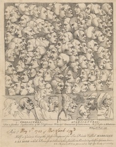 Characters and Caricatures: subscription ticket for 'Marriage à la Mode' (1743). William Hogarth. Yale Center for British Art, Yale Art Gallery Collection, Gift of Chauncey B. Tinker, B.A. 1899.