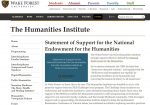 Statement of Support for the National Endowment for the Humanities