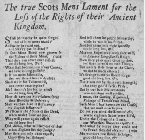 An image of the printed broadside The True Scots Mens Lament