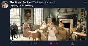Ripped Bodice post of Bernie in Pride and Prejudice Scene